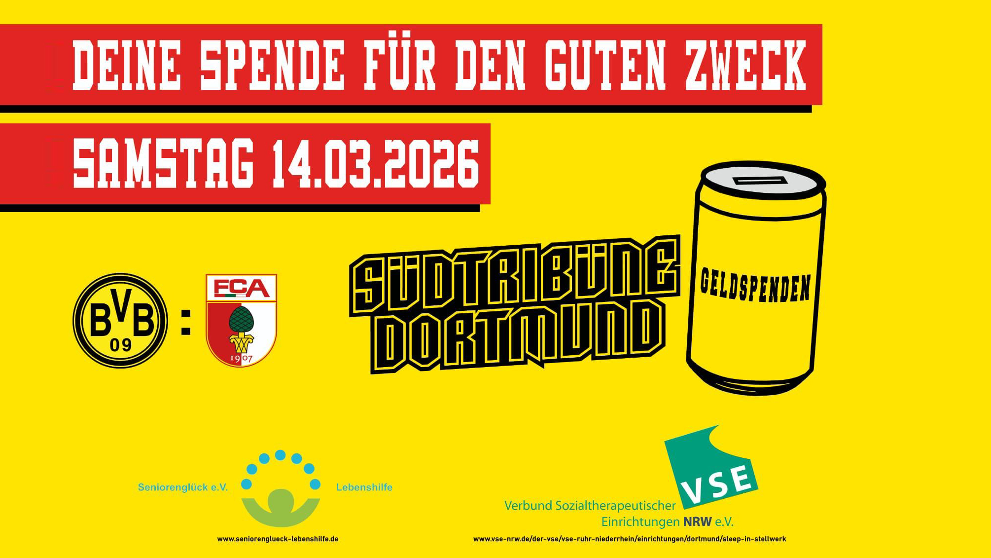 Eine Spende für den guten Zweck an die Desperados beim BVB-Heimspiel am Samstag, dem 14.03.2026